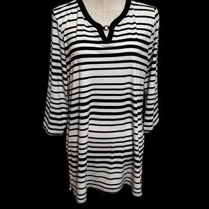 Christopher & Banks black/white stripe tunic. Sz L